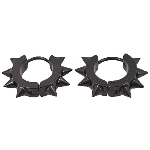 Spike Black Plated Huggies Earrings 83-422B-3
