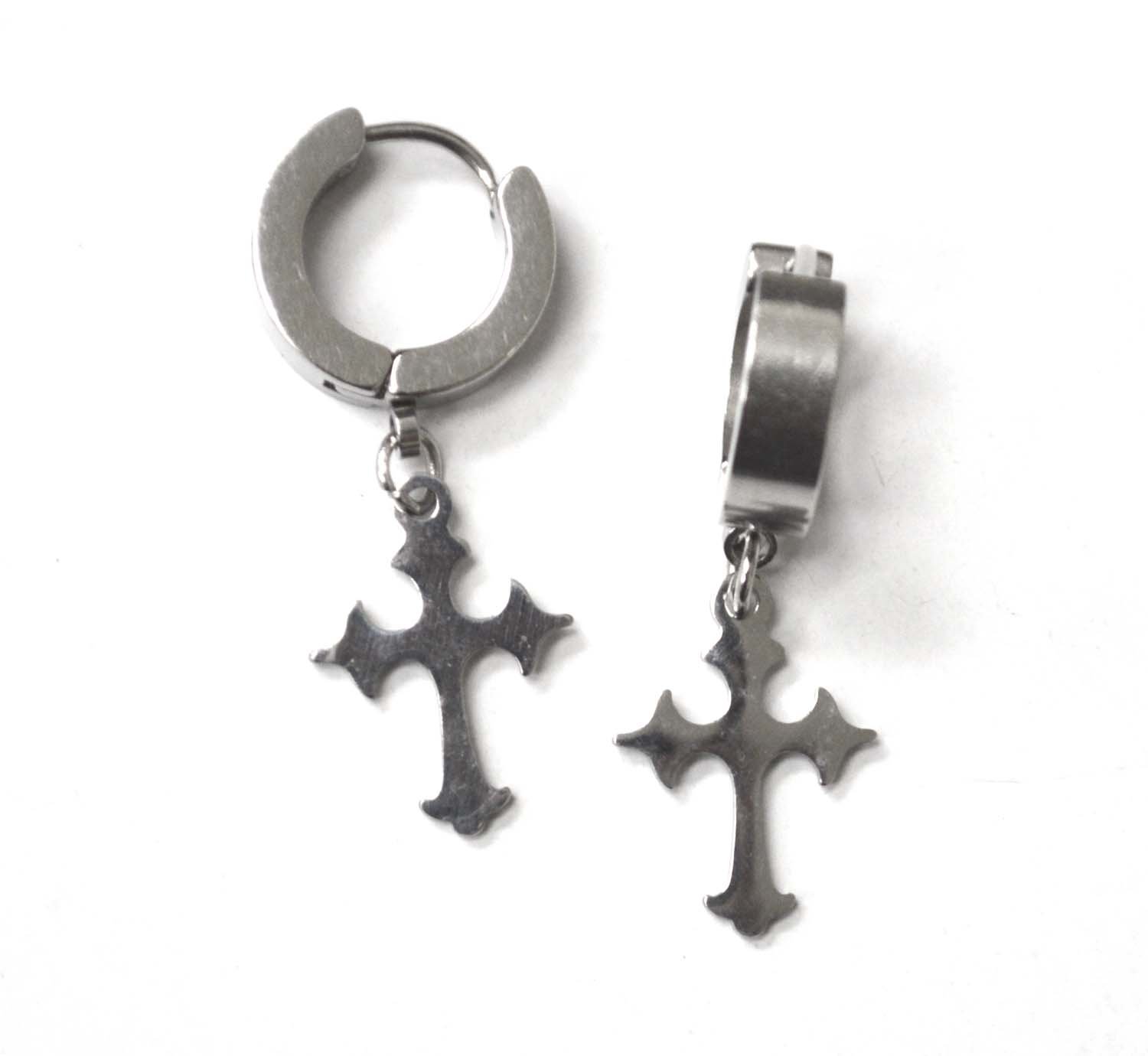 Dangling Cross Huggies Earrings 83-626S-6