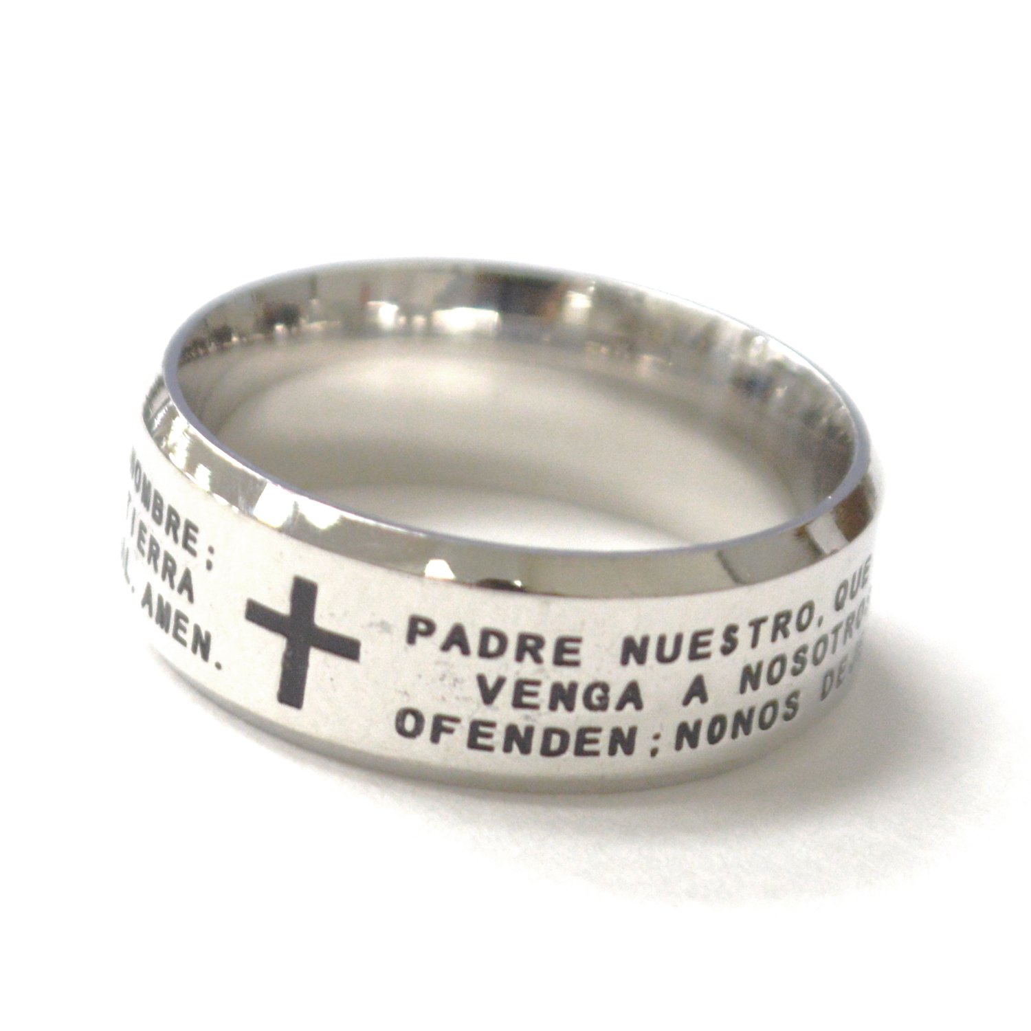 Padre Nuestro Stainless Steel Ring 81-1752S