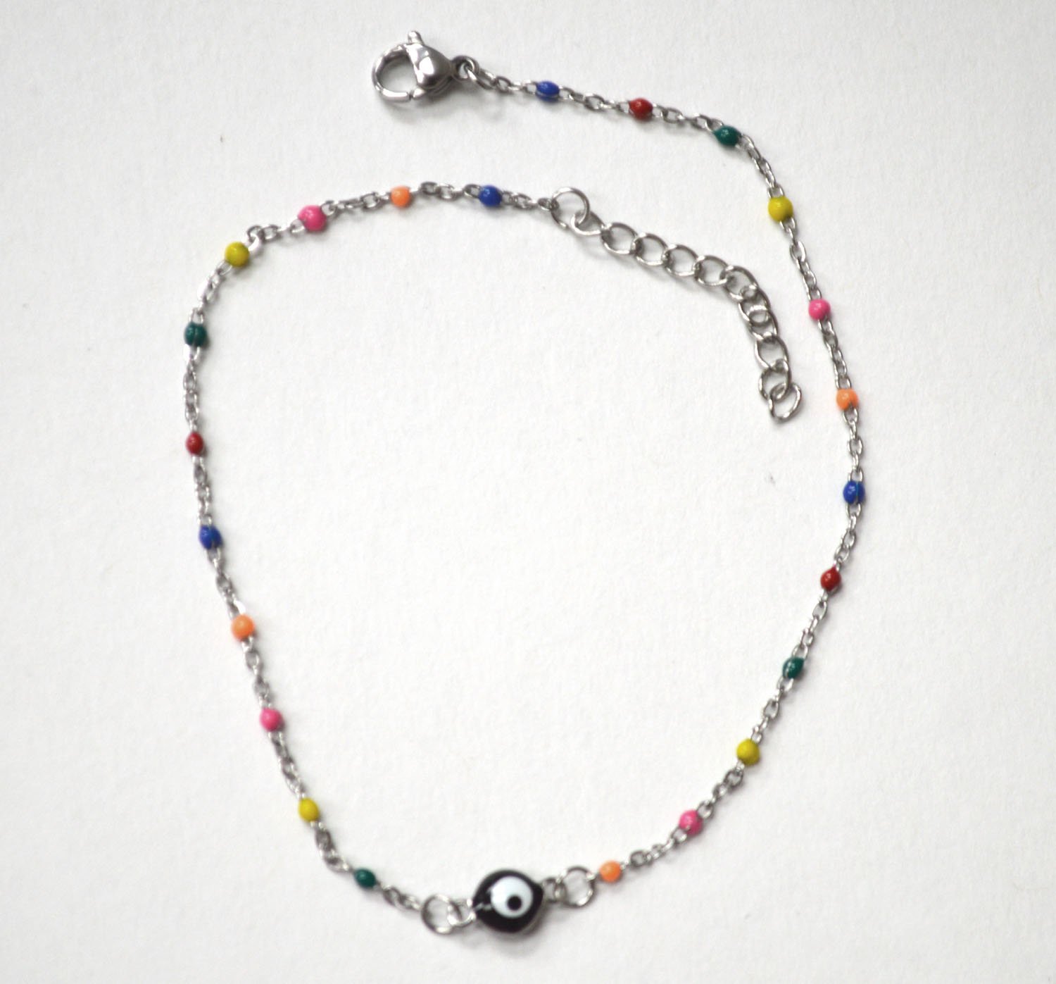 Eyeball Bead Stainless Steel Anklet 82-223S-Multi (5/pkg)