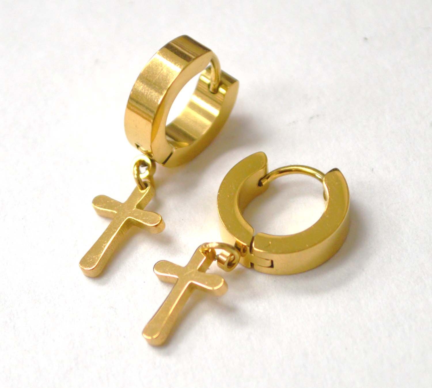 Dangling Cross Gold Plated Plated Earrings 83-626G-10