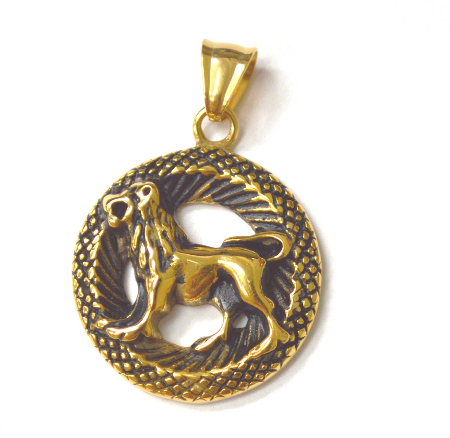 Zodiac Sign Gold Plated Pendant 86-2411G Leo