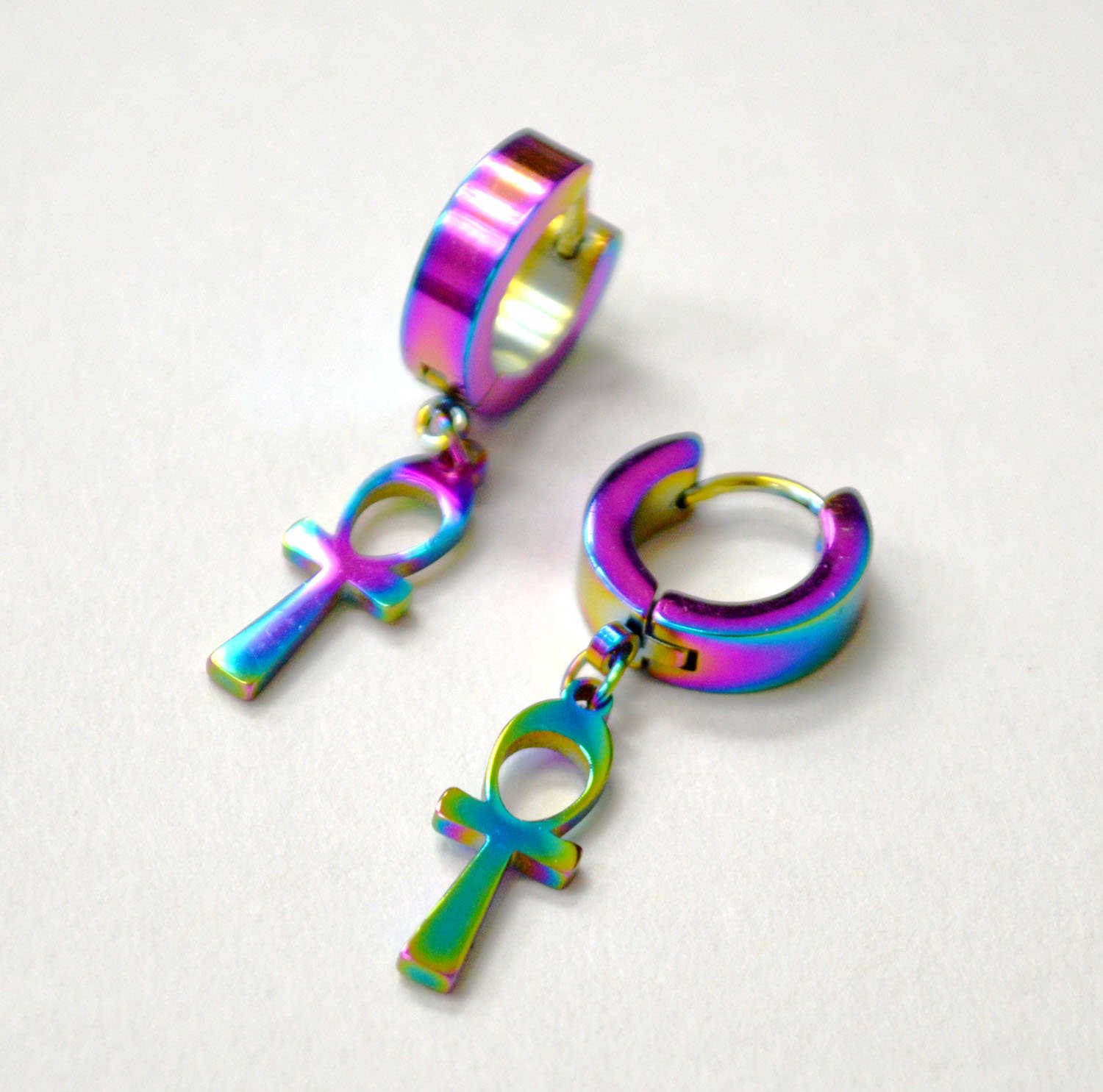 Dangling Ank Rainbow Huggies Earring 83-764-Rbw-1