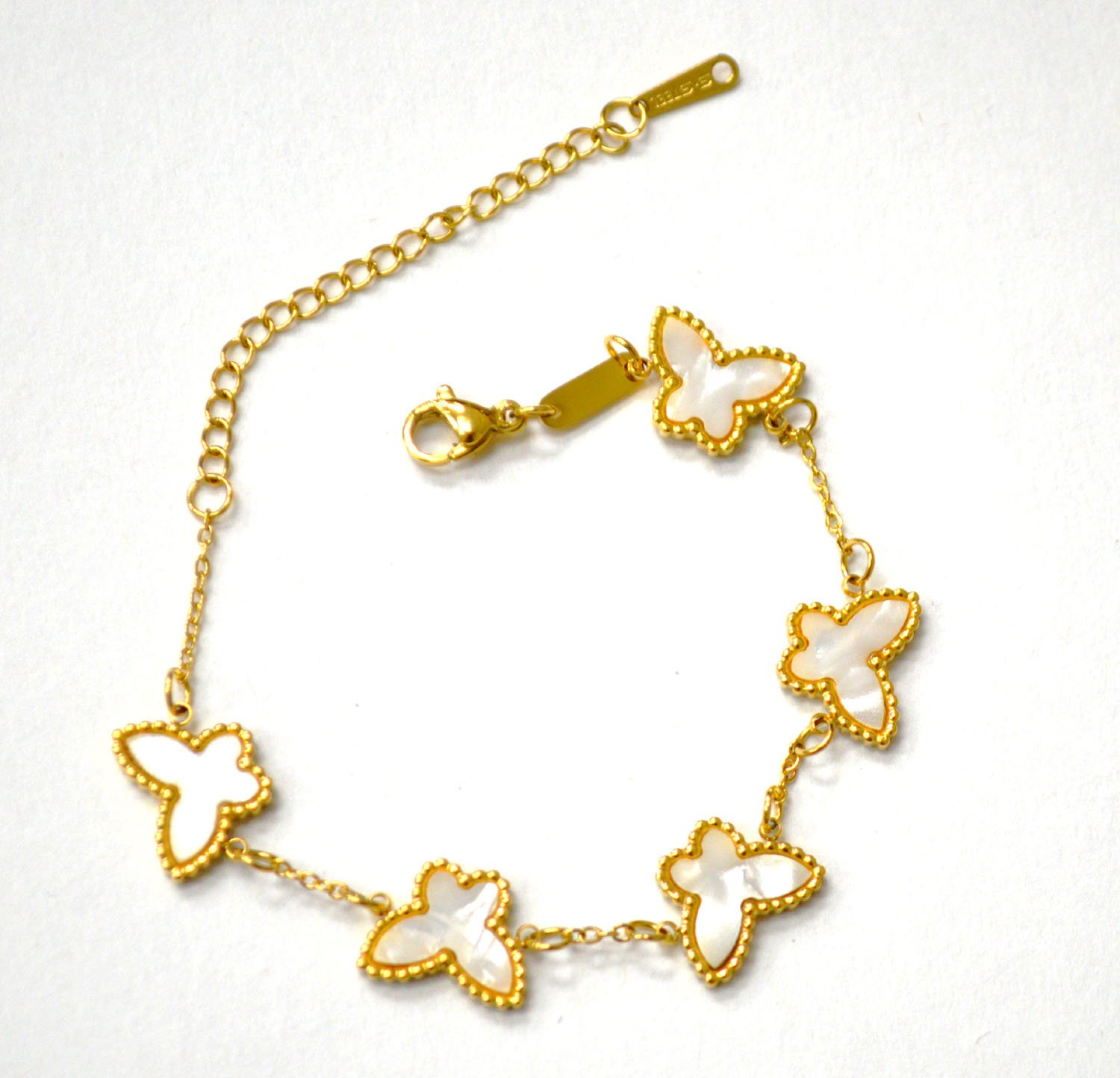 Butterfly Mother of Pearl Gold Plated Bracelet 84-1884G-MOP