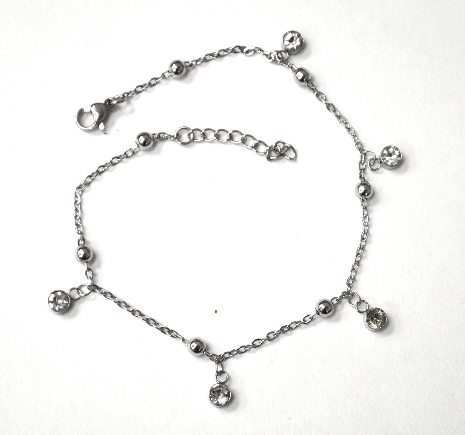 Crystal Bead Stainless Steel Anklet 82-254