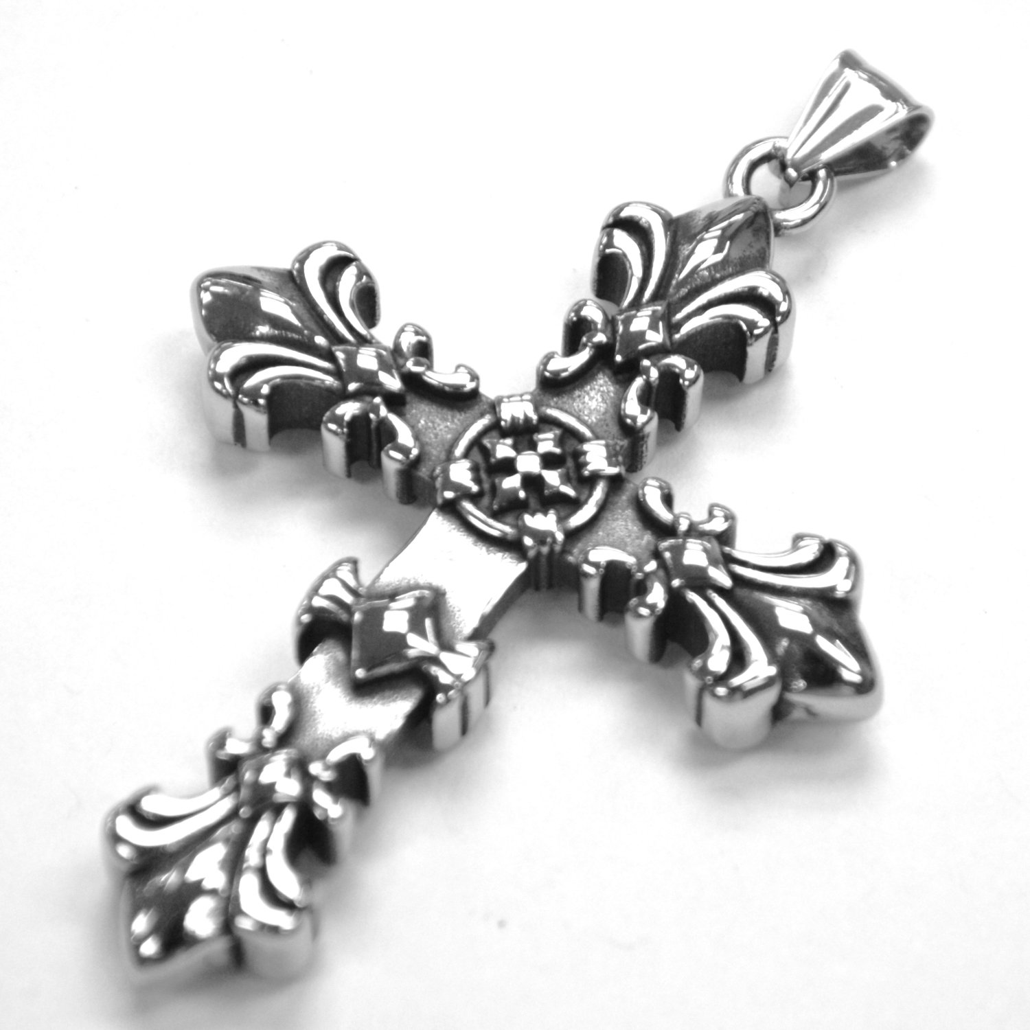 Fleur De Lis Cross Stainless Steel Pendant 86-2970