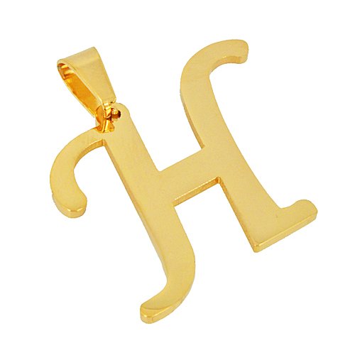 H Initial Gold IP Plated Pendant