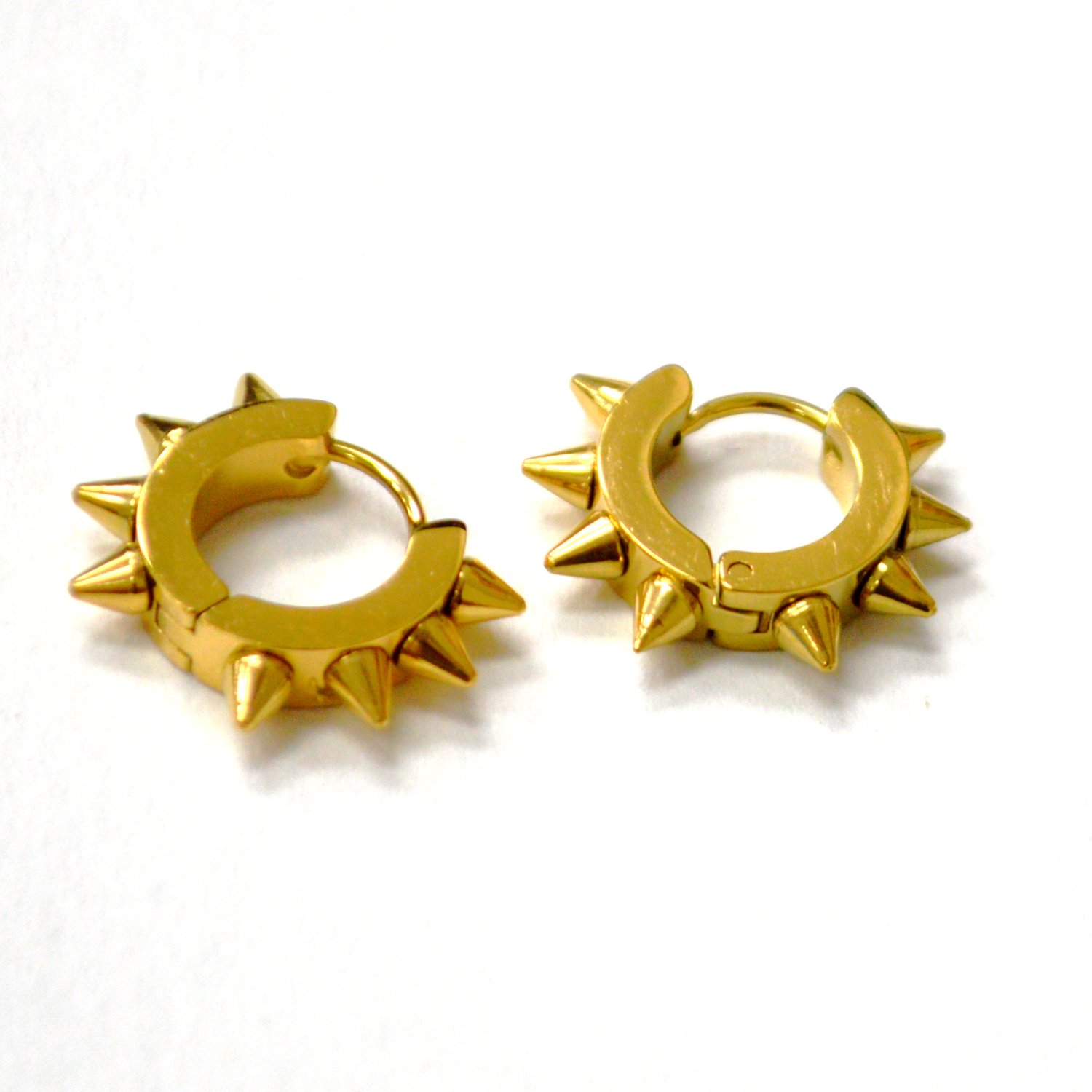 Spike Gold Plated Huggies Earrings 83-422G-3