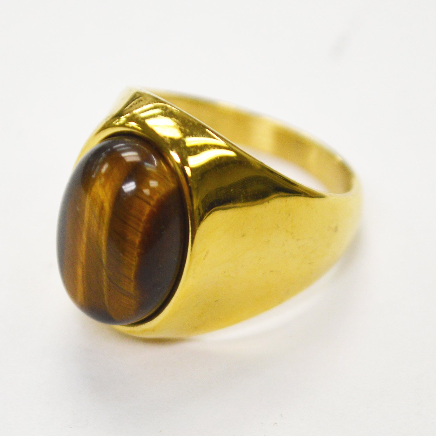 TIGER EYE STONE GOLD PLATED RING  81-1228G-TE