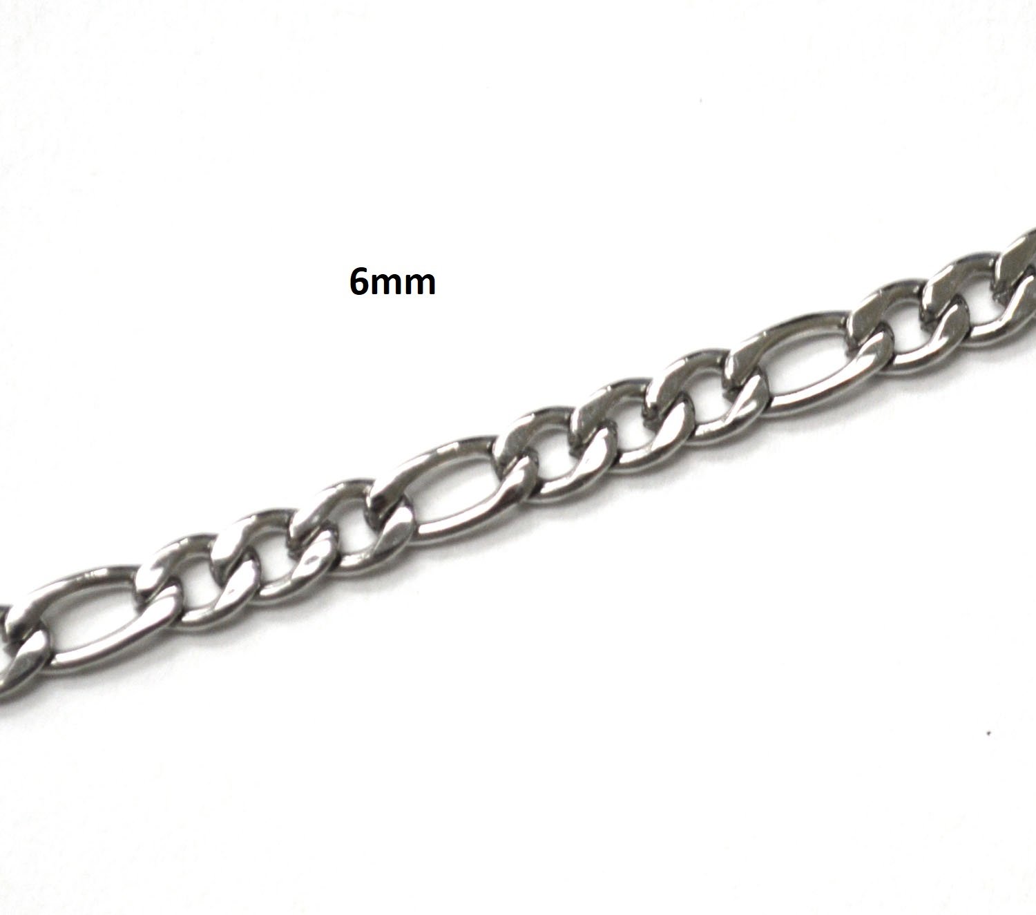 6mm Figaro Stainless Steel Bracelet 84-110-6 (2/pkg)