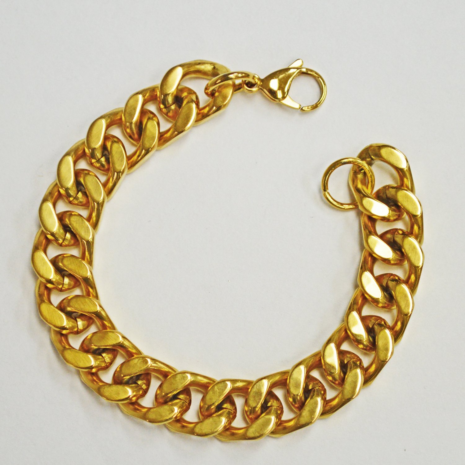 14MM CUBAN GOLD IP PLATED BRACELETS