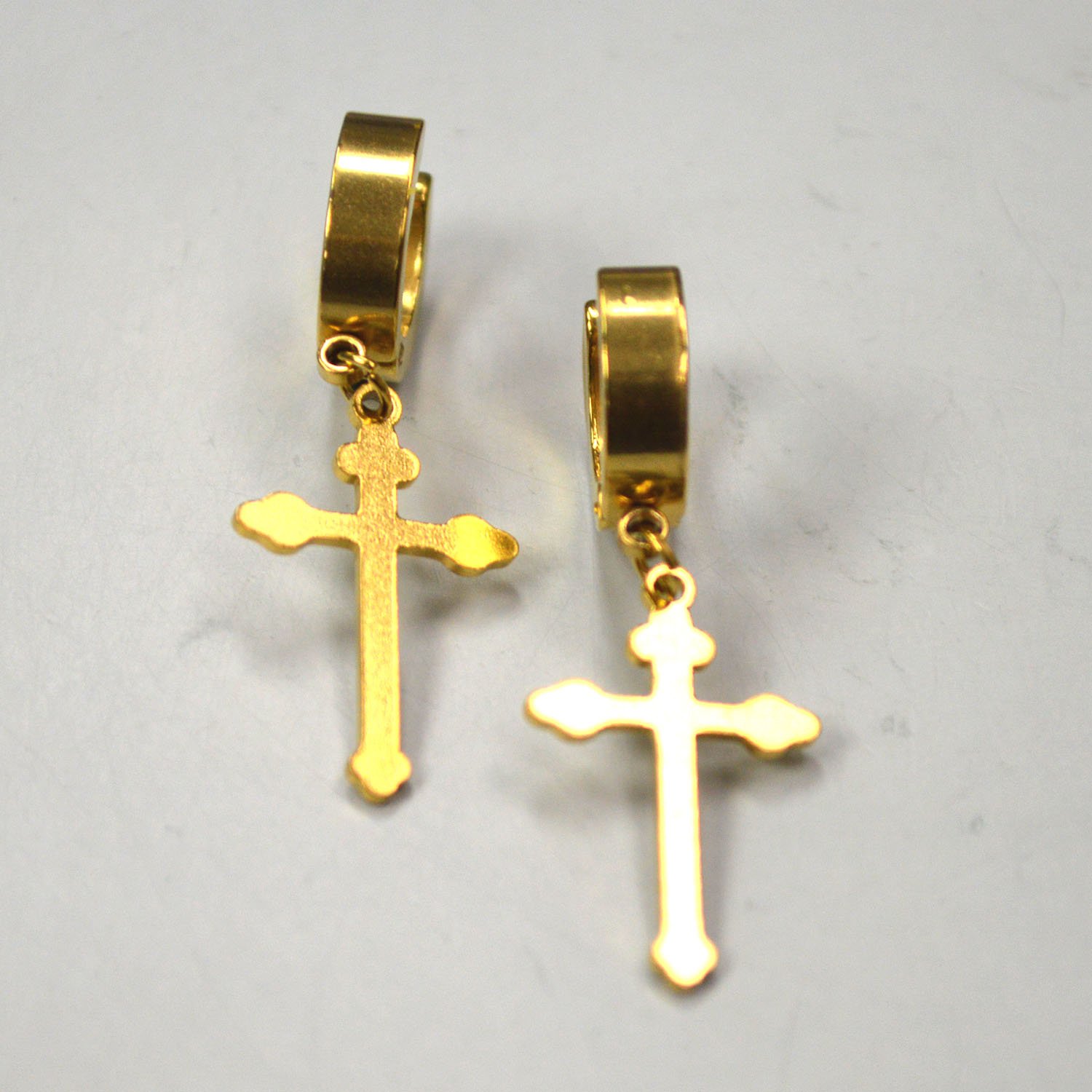 Dangling Cross Huggies Gold Plated 83-626G-1