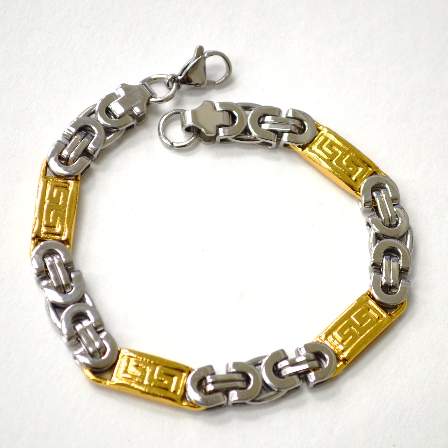 2 Tone Gold Flat Byzentine Bracelet 84-1983-2TG