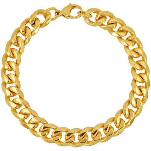 9MM CUBAN BEVEL GOLD IP PLATED BRACELET 84-239G/BV-9