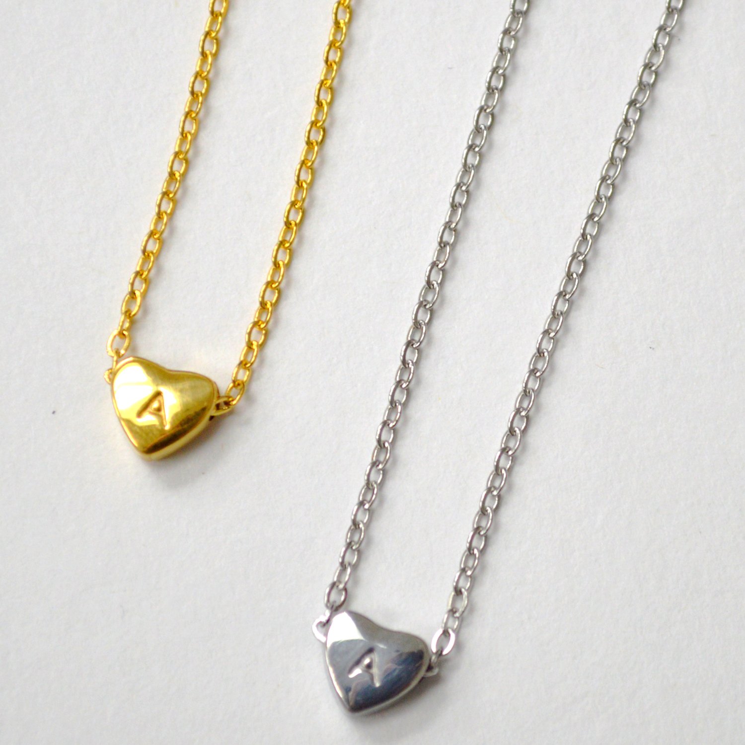 A Heart Initial Stainless Steel Necklace 85-1028-A