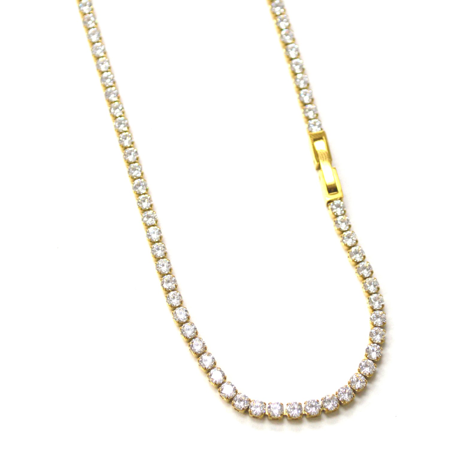 3mm Tennis Necklace Gold Plated 003-22G