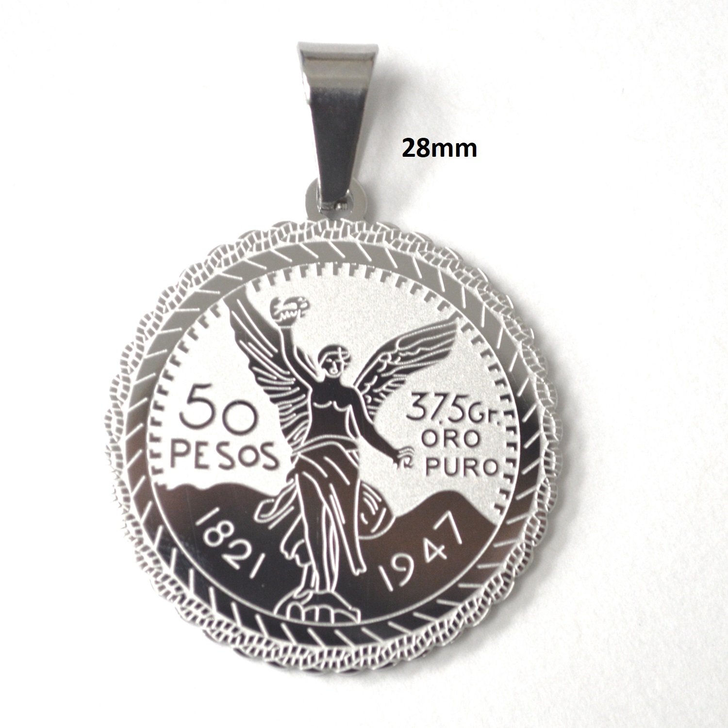 Mexican Coin Stainless Steel Pendant (28mm) 86-2405S-1