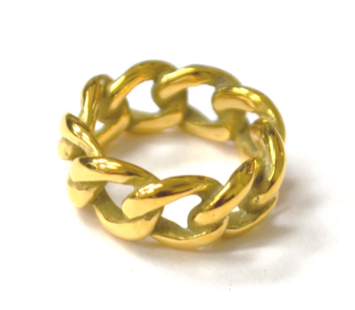 10mm Curb Design Gold Plated Ring 81-1377G