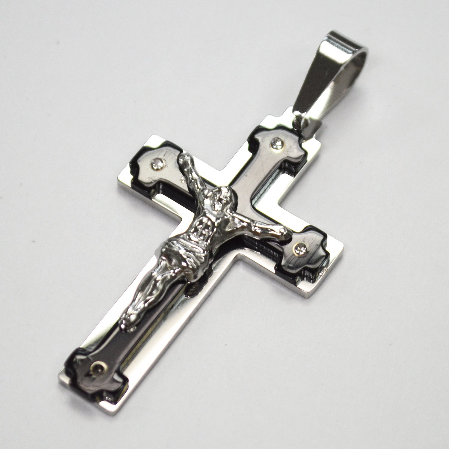 Crucifix Cross  2Tone Black Plated Pendant 86-2300