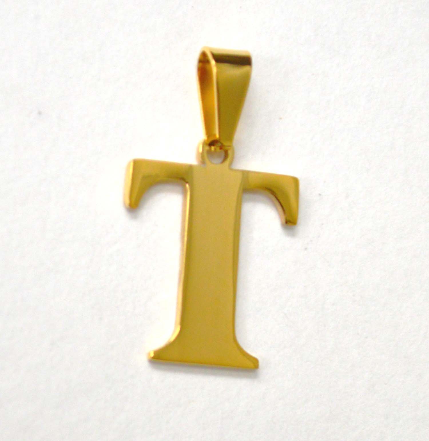 T Initial Gold IP Plated Pendant 86-278G-T