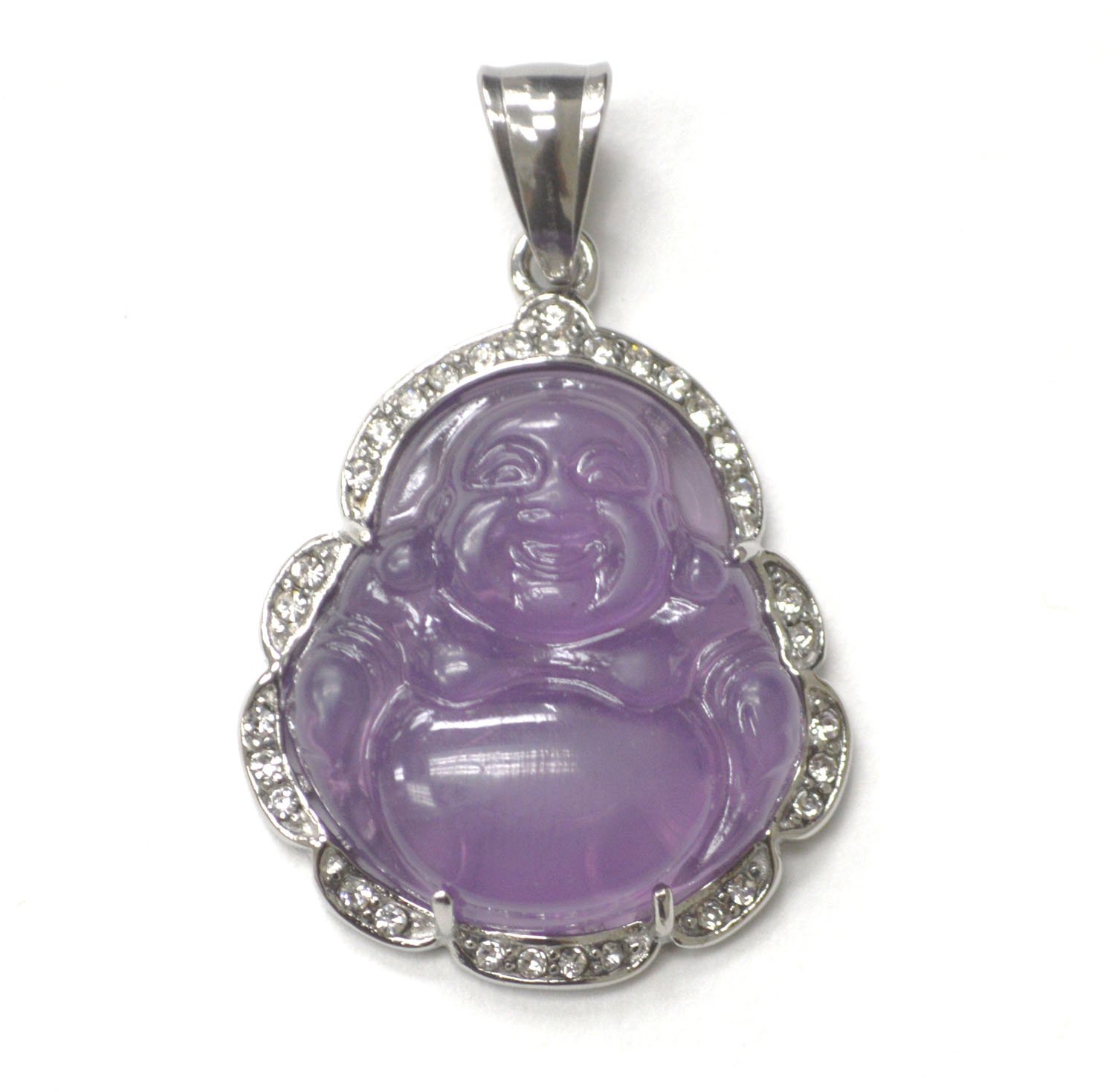 Buddha Jade Stainless Steel Pendant 86-2890S-Purple
