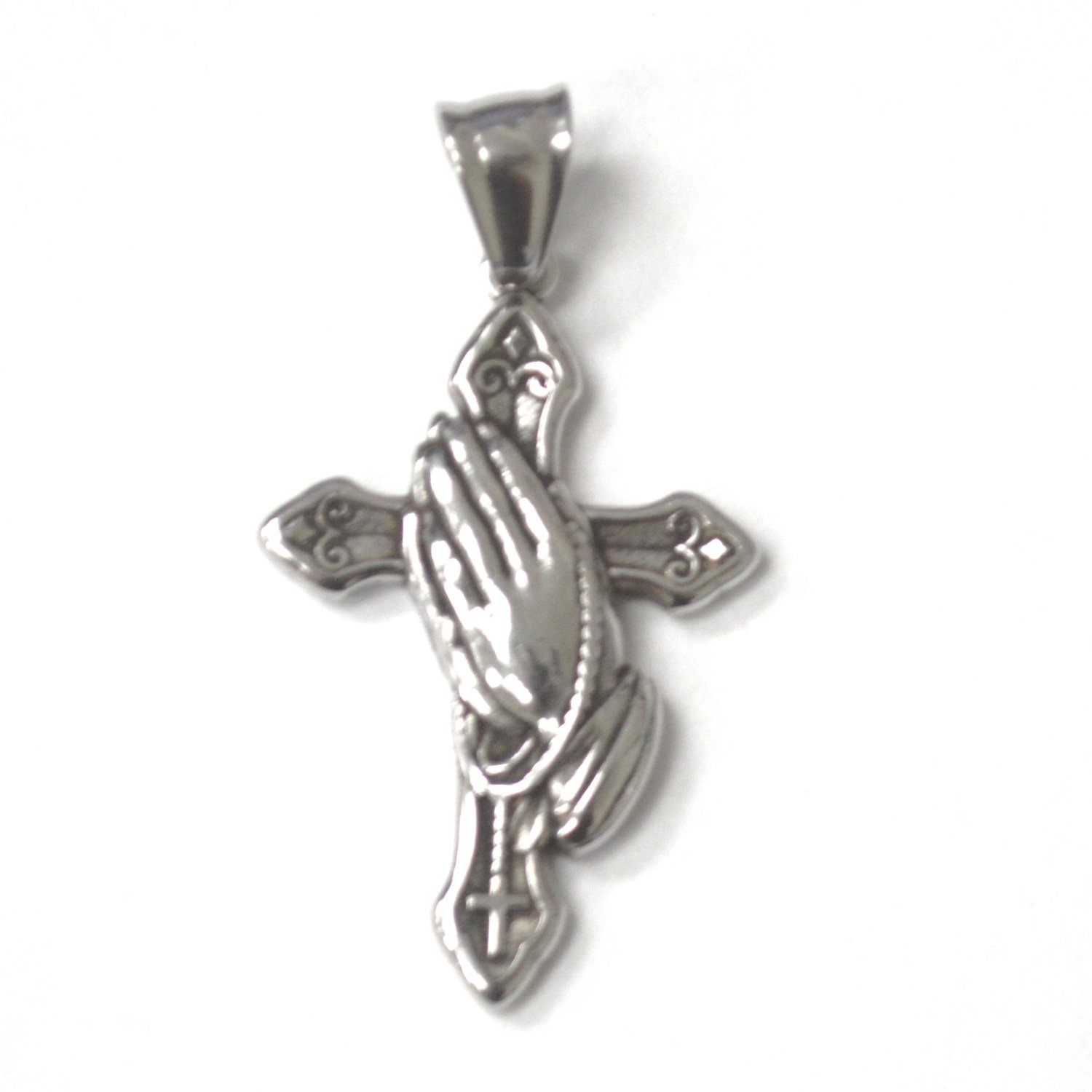 Praying Hand Cross Stainless Steel Pendant 86-2912