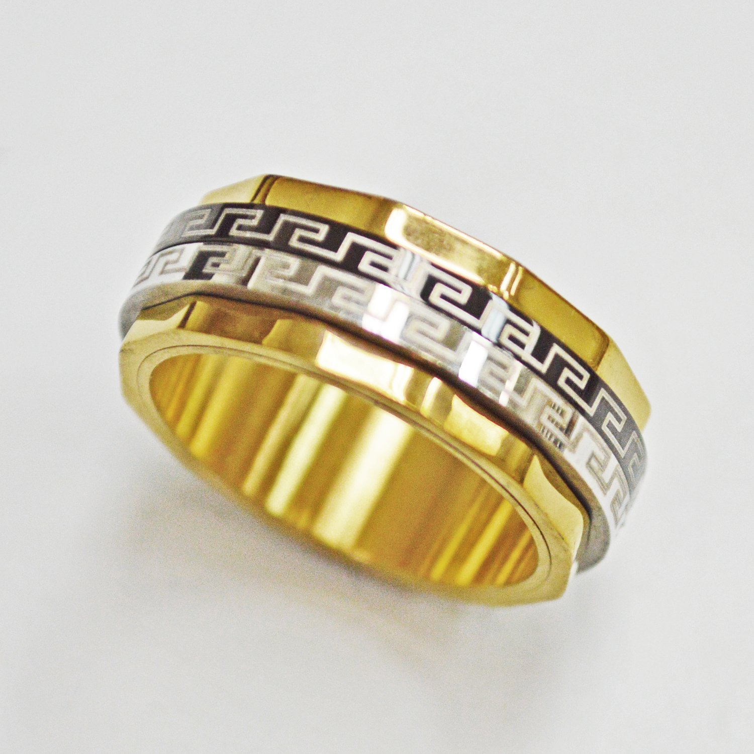 Greek key Spinner Ring 81-596G