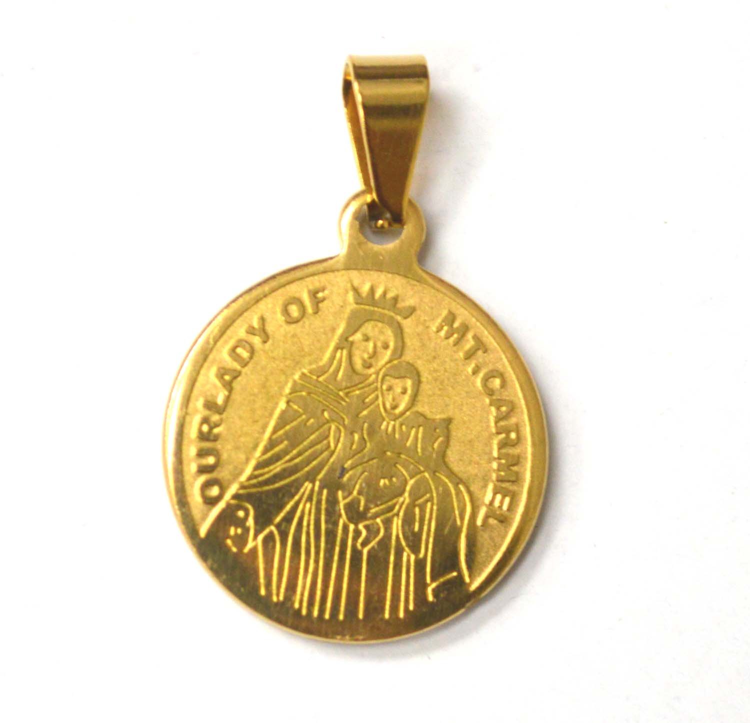 Our Lady of Mt Carmel Gold IP Plated Pendant 86-2499G