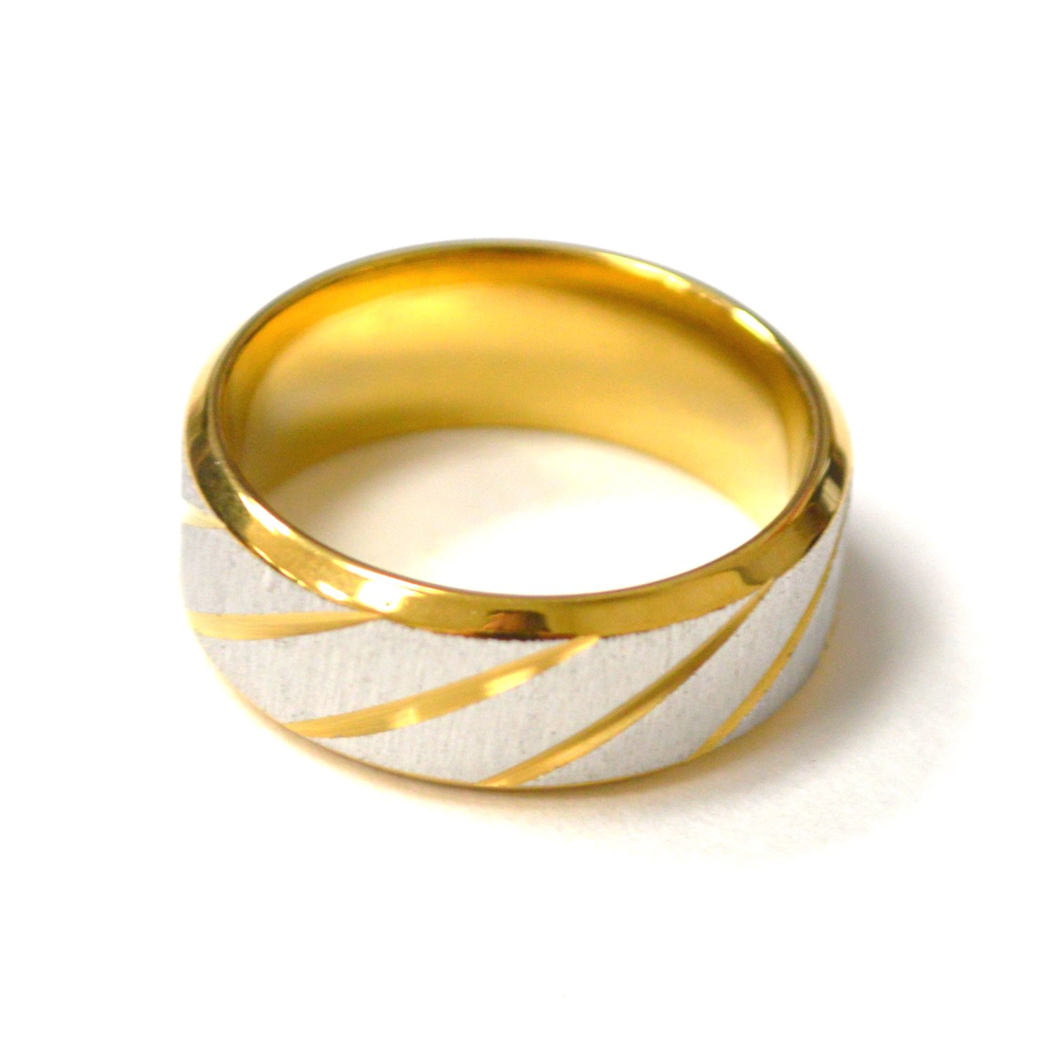 2 Tone Gold Plated Glitter Ring  81-1403G