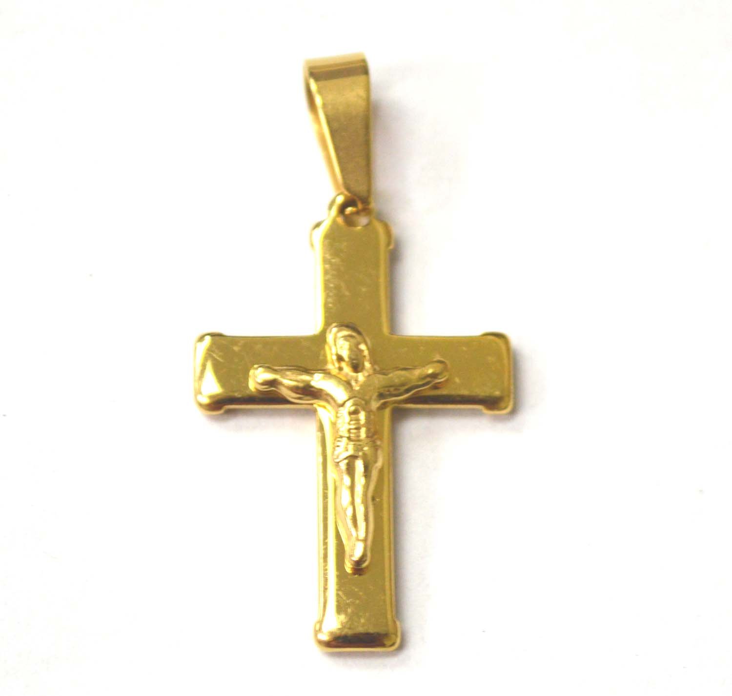 Crucifix Cross Gold IP Plated Pendant 86-1453G