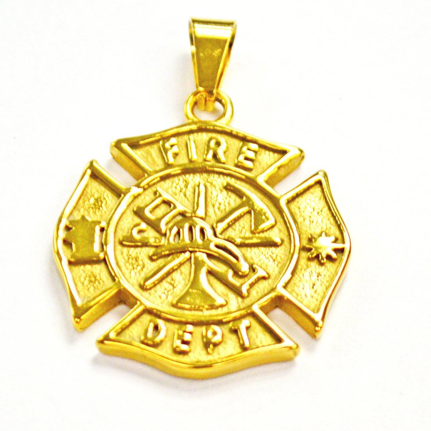 Fire Dept Medallion Pendant Gold IP Plate 86-866G