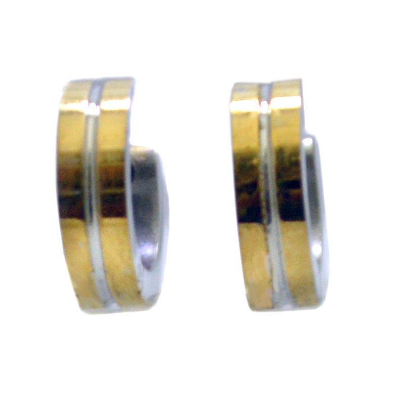 2 TONE HUGGIE EARRINGS