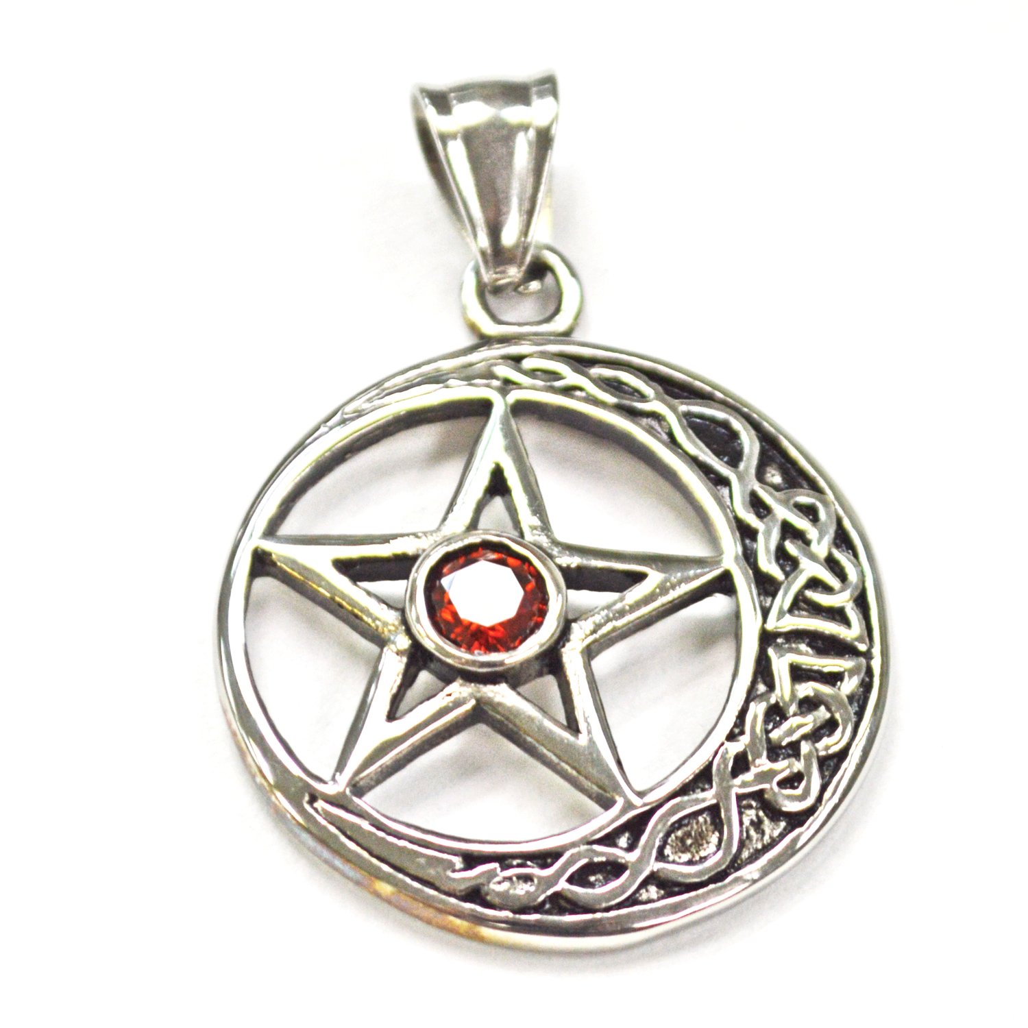 CRESCENT STAR with  Red Stone Pendant 86-1722S