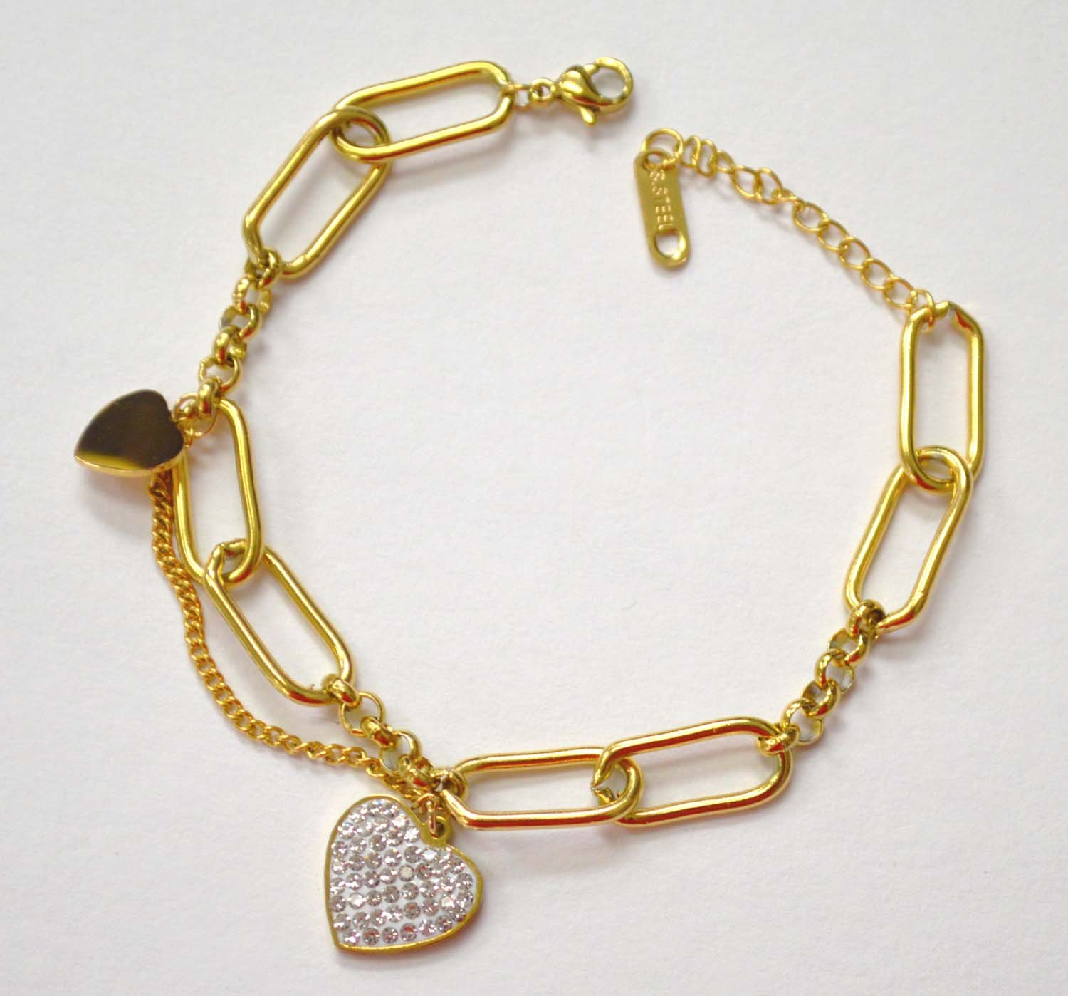 Heart Gold IP Plated Charm Bracelet 84-1821G
