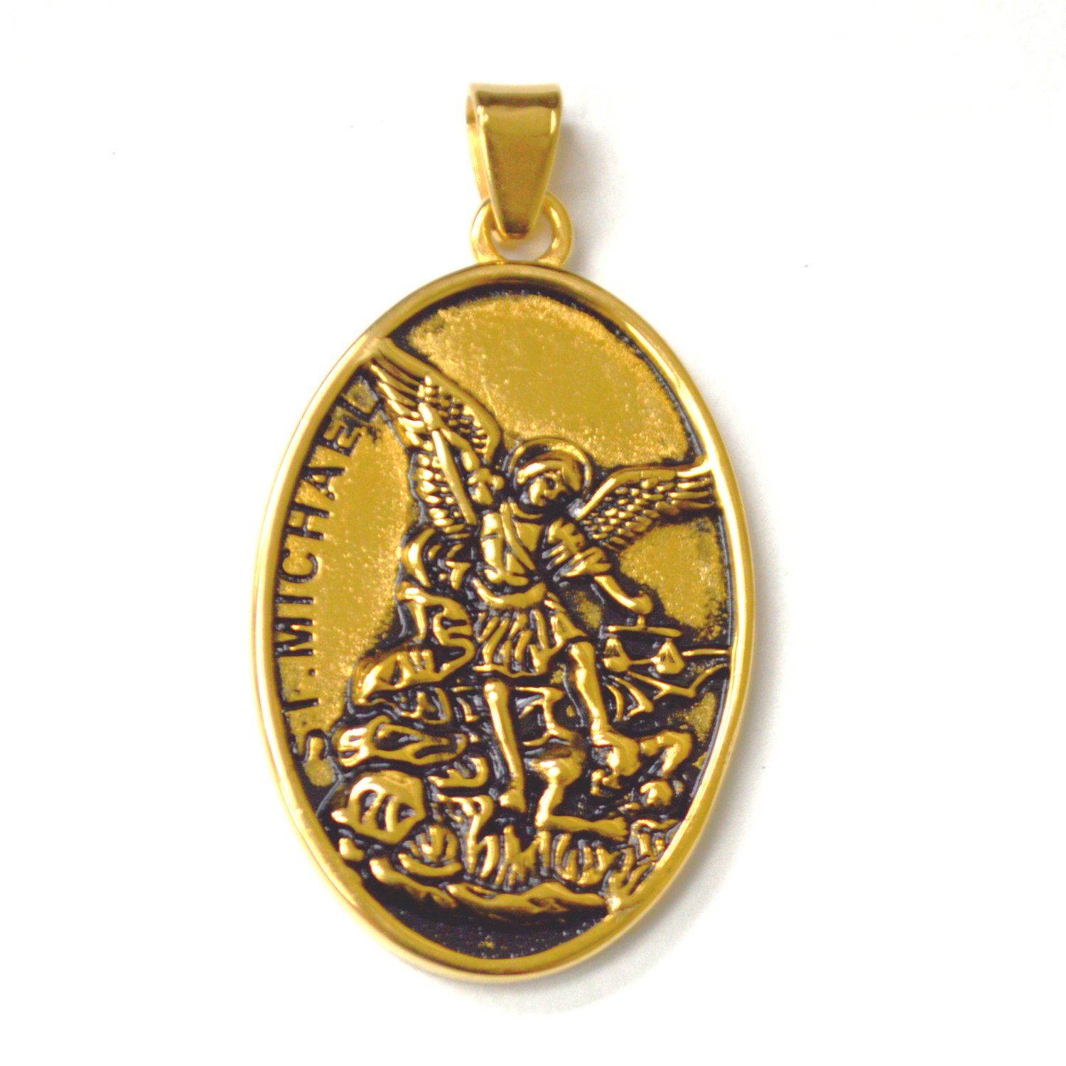 St Michael Archangel Gold IP Plated Pendant 86-3013G