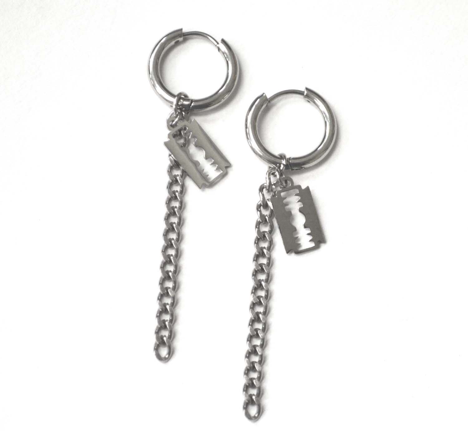 Dangling Blade with Link chain Earrings 83-803