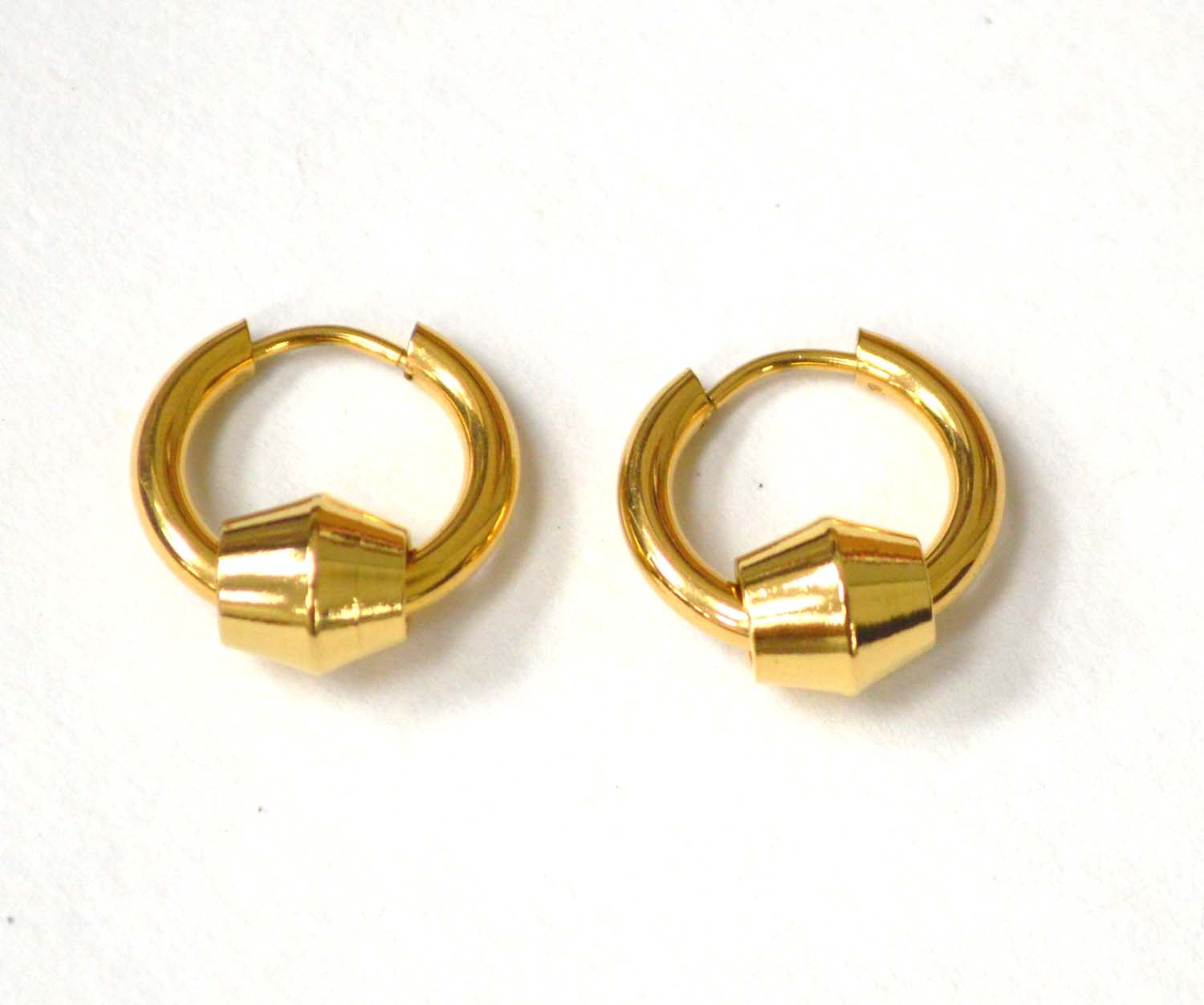 Hoops with Ball Gold Plated Earrings  83-875G