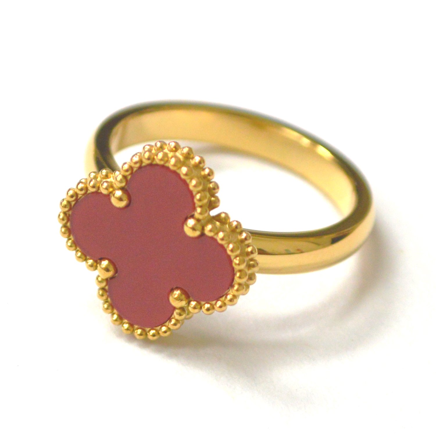Clover Gold IP Plated Ring 81-1755G-Red-15