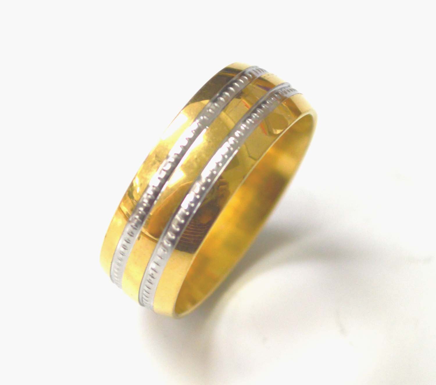 2 Tone Gold Plated Black Stainless Steel Ring  81-1527G