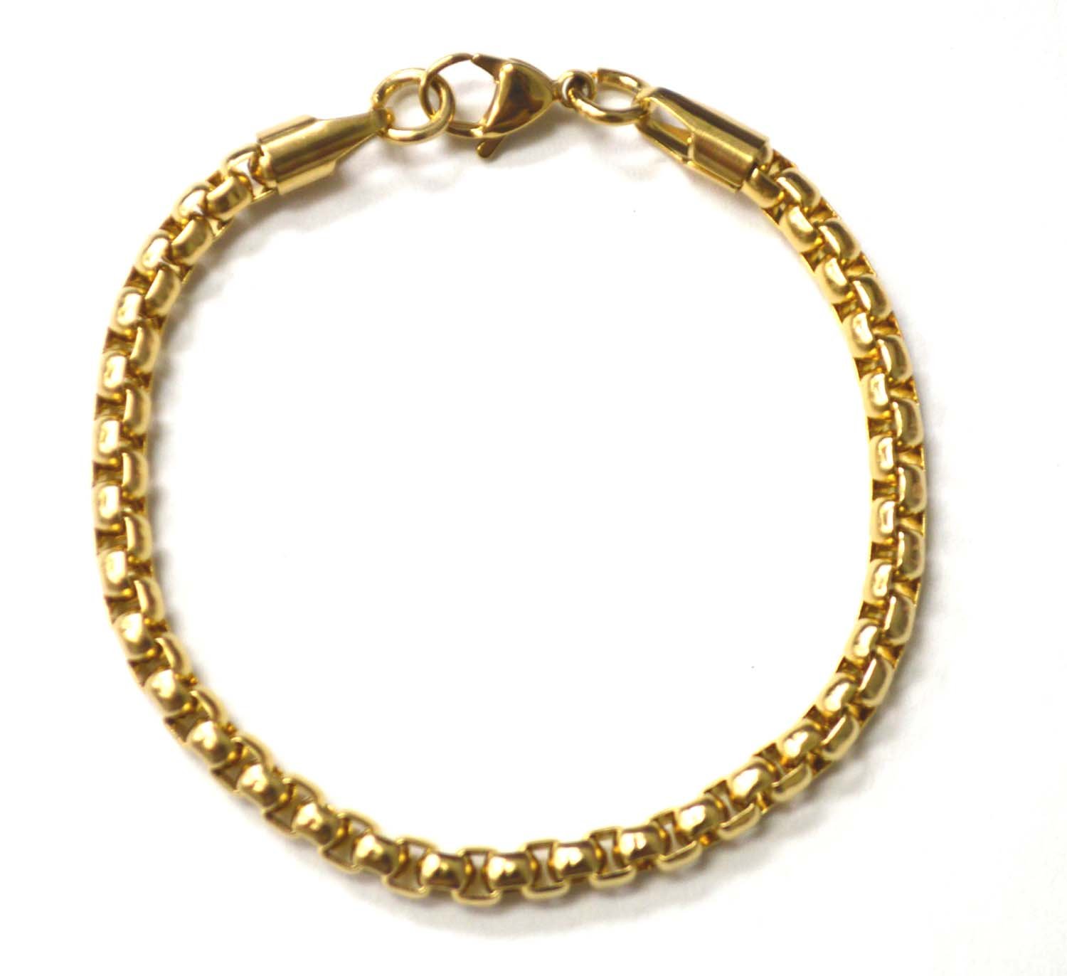 5MM SQ ROLO BOX GOLD IP PLATED BRACELET 84-207G-5