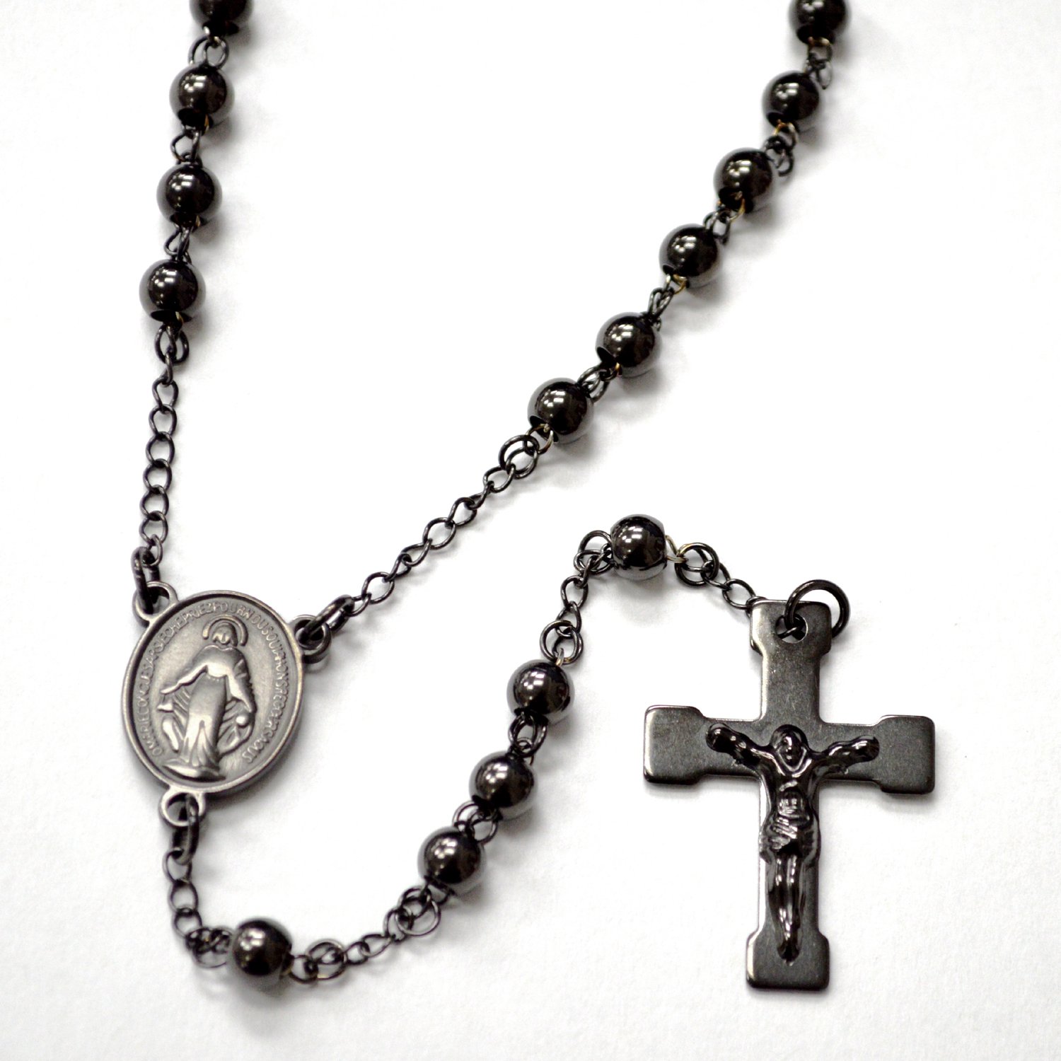 6mm Black Plated Rosary 87-36B-6