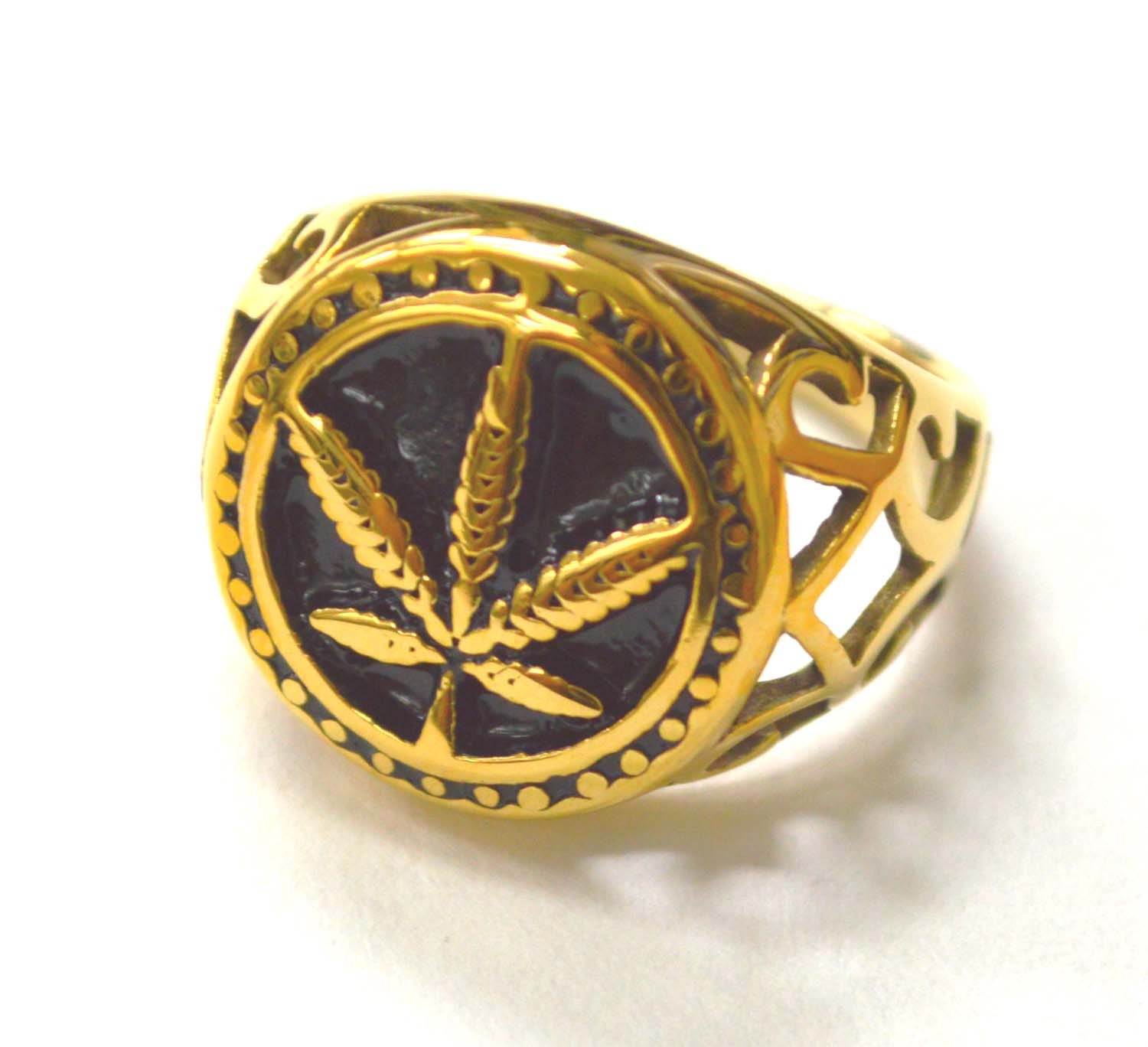 POT LEAF GOLD PLATED RING 81-1240G