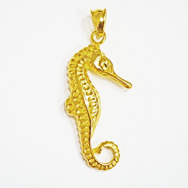 SEAHORSE Gold Plated Pendant(25x51mm)