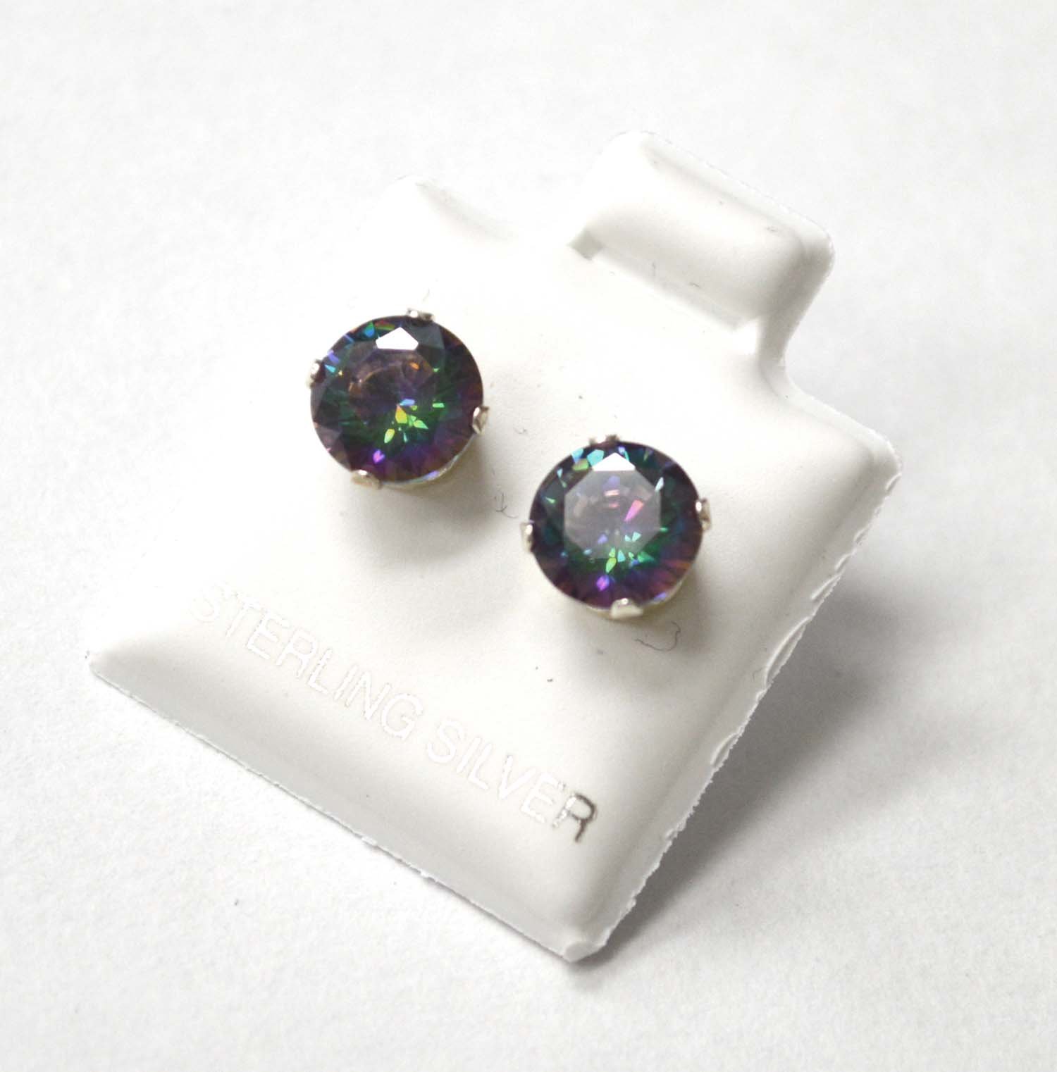MYSTIC COLOR  ROUND CZ EARRINGS 53-020