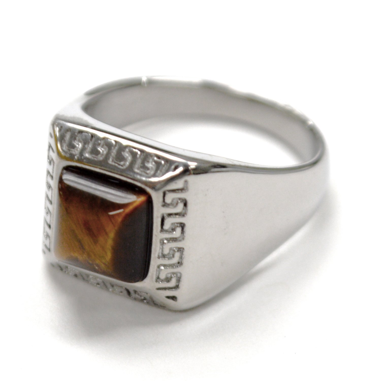 Tiger Eye Stone Stainless Steel Ring 81-1689S-TE