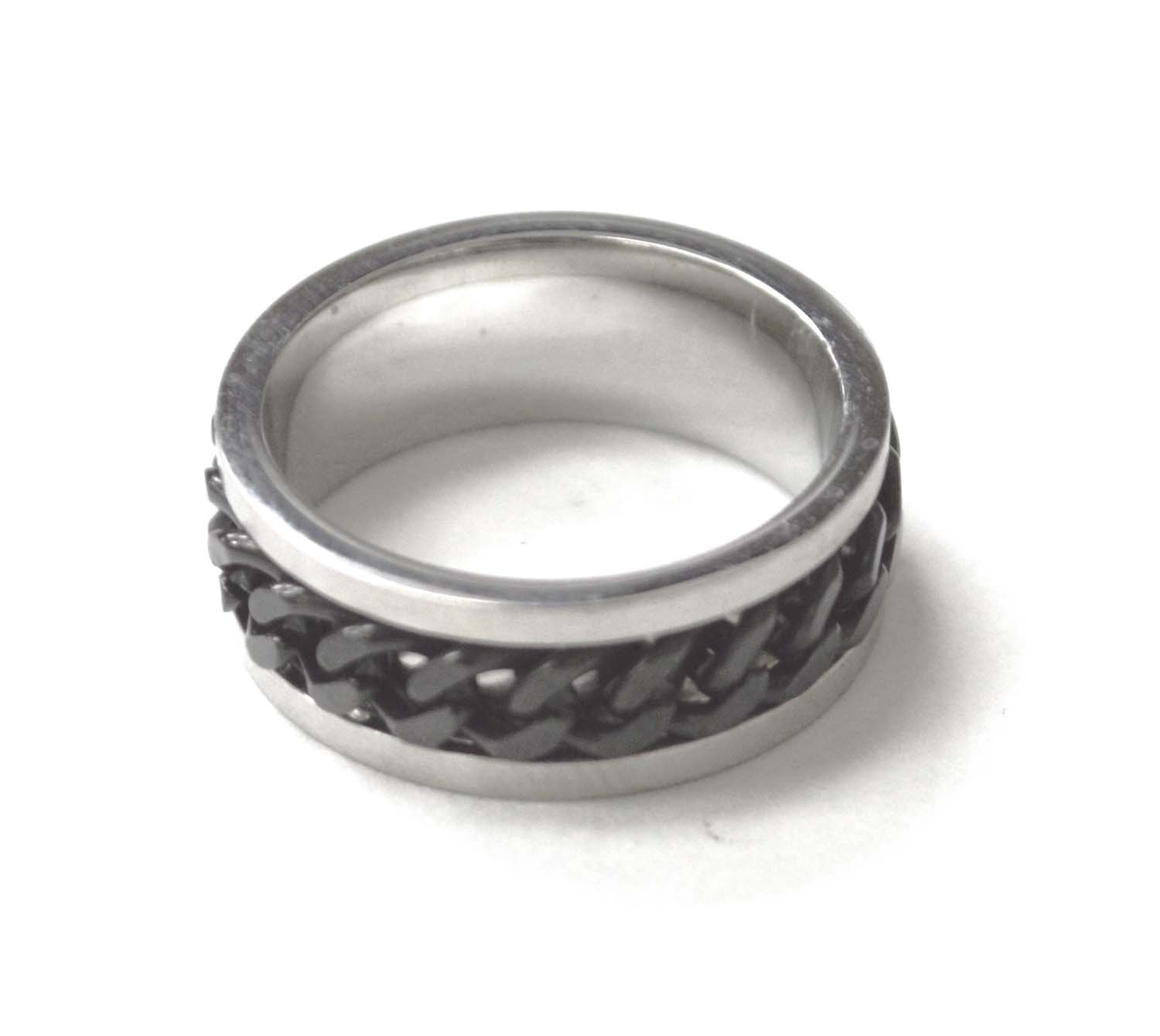Curb Link 2 Tone Black Plated Ring 81-371B-2T