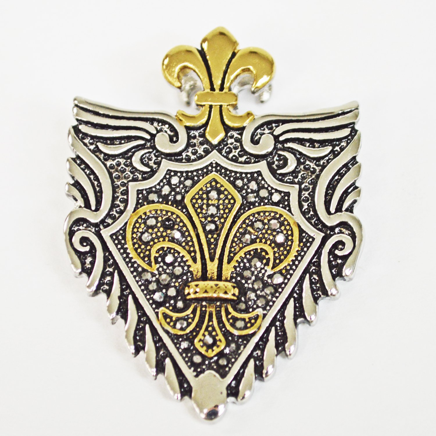 2 Tone Gold with Marcasites Fleur De Lis Pendant 86-2199