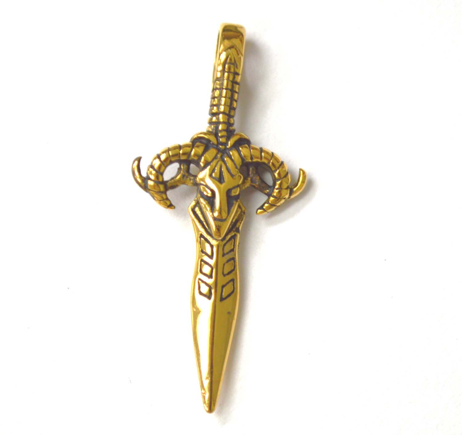 Sword with Ram Head Gold Plated Pendant 86-2376G
