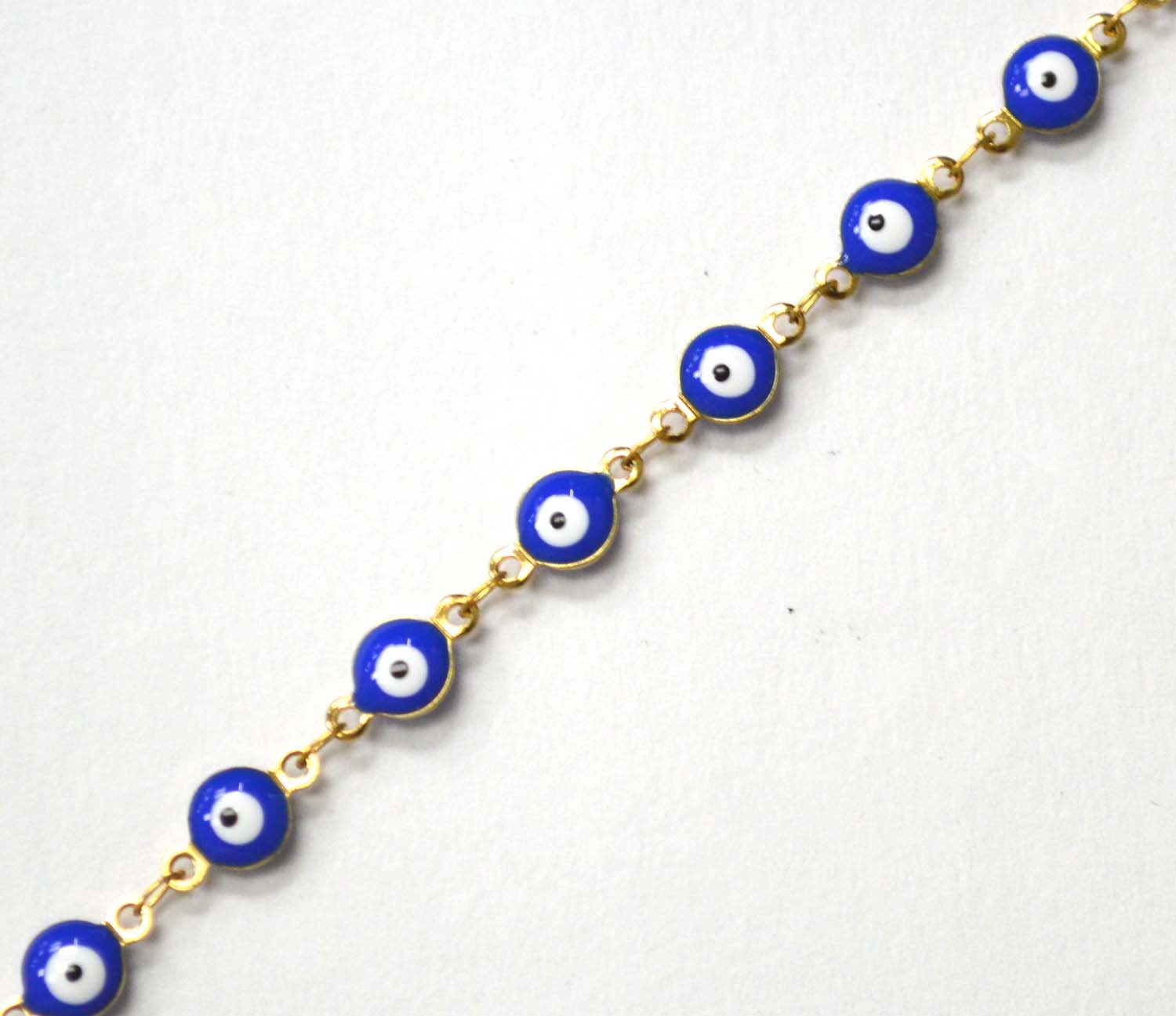 Eye Gold IP Plated Anklet 82-1815G-Royal Blue