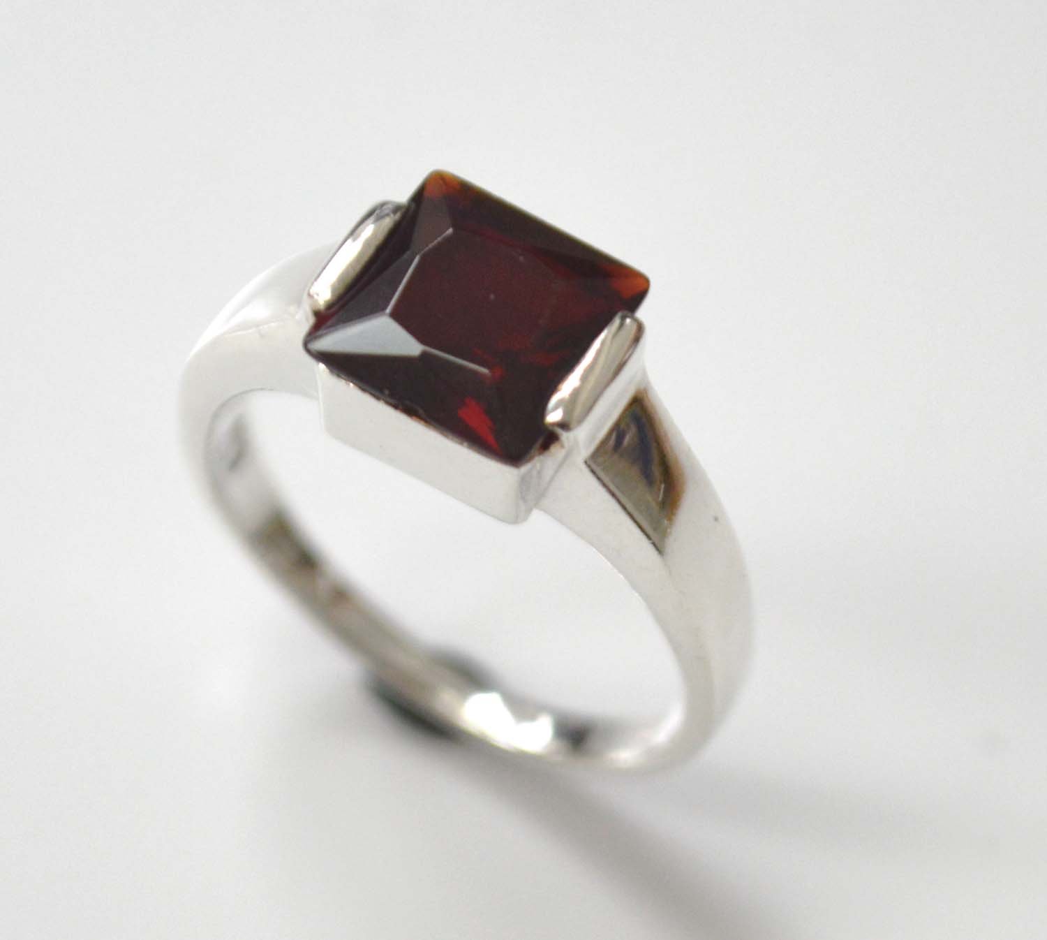 CZ Stone Ring Sterling Silver 51-2063 Red